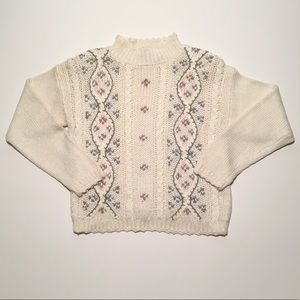 Jessica Stevens Mock Neck Retro Sweater White